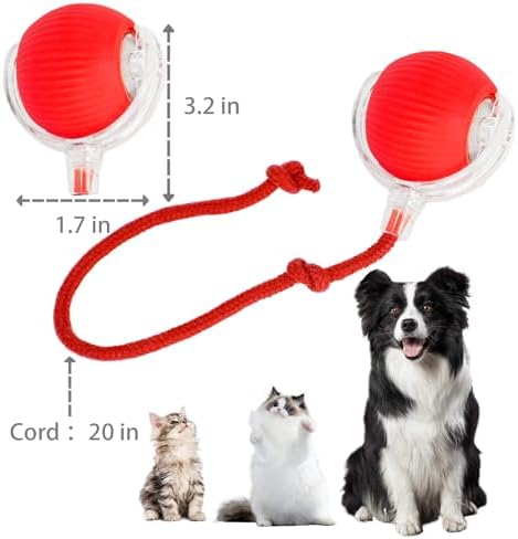 KumCinn Interactive Dog Ball for Small Medium Dogs, Automatic Self Moving Cat Toys Ball for Indoor Cats, 360° Rolling Electric Pet Ball, Fast Smart Motion Activated Toy (Red)
