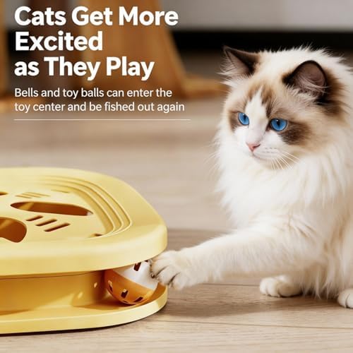 Interactive Cat Toys for Indoor Cats, 2-in-1 (Yellow)