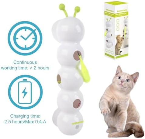 Caterpillar Cat Toy,Interactive Smart Cat Toy, Rechargeable Motion Activated Cats Toys, Bite Resistant, Automatic Kitten Toys for Bored Cats for All Ages Indoor Cat (with 4 Blue Tails)