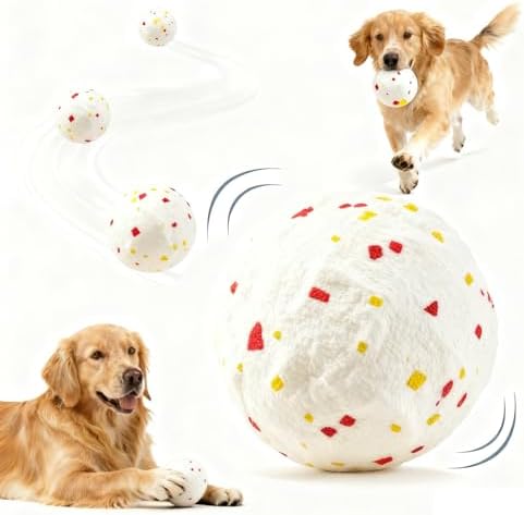 Smart Interactive Dog Toy, Automatic Moving Bouncing and Stimulation Interactive Dog Ball, Pet-Safe E-TPU Material, IP54 Waterproof Rating, Anti Boredom Dog Toys to Keep Them Busy,White