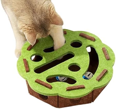 ANIS・KEBBR Interactive Cat Scratch Puzzle Box Felt Maze Enrichment Self Play Toy for Indoor Kittens