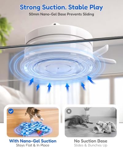 PetBusy Smart Interactive Cat Toys for Indoor Cats Chasing and Pouncing Fun | [Week-Long] Rechargeable Battery, Smart Standby Touch Activated, Automatic Hide &Seek with Rainbow Tail for Hands-Free Play