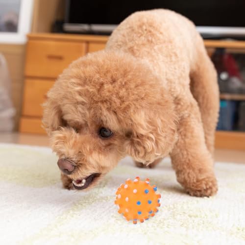 Beavorty Dog Chew Ball Squeaker Vinyl Quack Sound Pet Toy for Dogs and Cats 2.75in Colorful Interactive Fetch Ball for Chewing Stress Relief Random Color