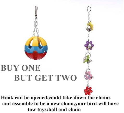 Hypeety Parrot Ball Toy Plastic Colorful Bird Chew Ball with Bells for Cage