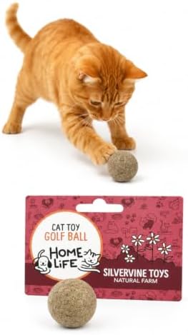 HomeLife Pet Silvervine Ball Cat Toy – 100% Pure Natural Silvervine from South Korea, Handmade Golf-Style Interactive Cat Toy for Indoor Cats, Play, Chewing & Natural Enrichment
