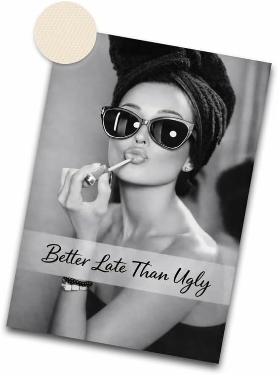 iHery 12x16in Hepburn Better Late Than Ugly Unframed Bathroom Wall Art | Unframed Canvas Poster Print, Vintage Makeup Decor for Bathroom, Bedroom, Vanity Room and Living Room, 1Pack