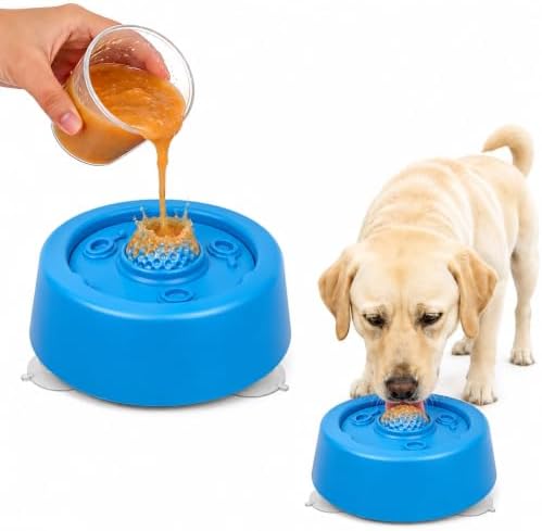 Senneny Dog Lick Bowl with 3 Suction Cups & Rolling Ball for Slow Feeder