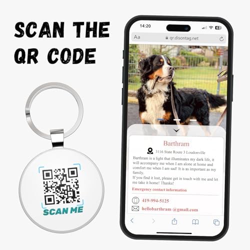 QR Code Dog Tag -On Pet ID Name Tag for Dogs, Cats & Horses – Custom Personalized Noiseless Tag with Jingle-Free Fit & Online Profile Display