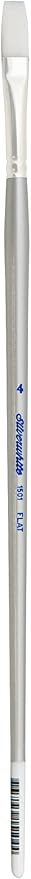 Silver Brush Limited 15014 Silverwhite Flat Brush, Watercolor, Acrylics, Gouache, or Oil Brush, Size 4, Long Handle
