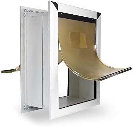 Extra Large Dog Door for Walls Heavy Duty Aluminum Doggy Door with Telescoping Tunnel Energy Efficient Double Flaps Pet Door for Large and Extra Large Doggies Up to 220 lbs, Weatherproof