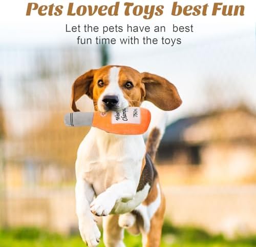 Shappy 6 Pcs Squeaky Dog Toys Beer Bottle and Opener Design Interactive Dog Toys for Small and Medium Pet Playing, Without Stuffing