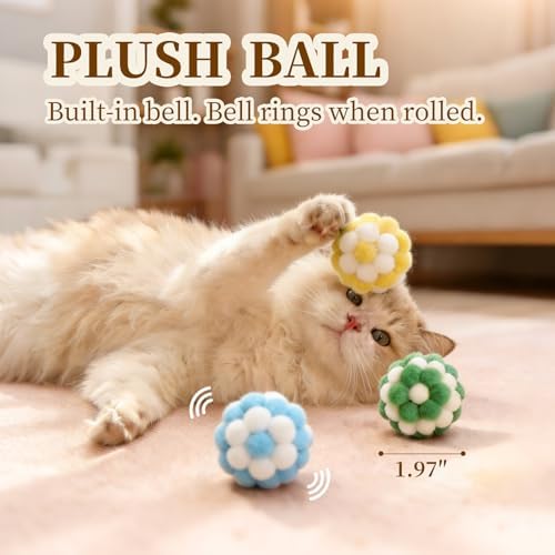 Cat Toys for Indoor Cats, a Set of 32 Interactive cat Toys, Including Colorful Springs, Squeaky Balls, Rainbow Balls, Feather Bouncy Balls, Bell Balls, and Many Other Kitten Toys.