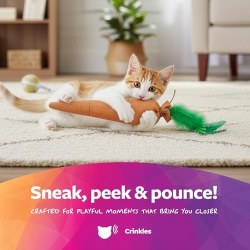SmartyKat Kolossal Karrot Crinkle Kicker Catnip Cat Toy - Orange, Jumbo
