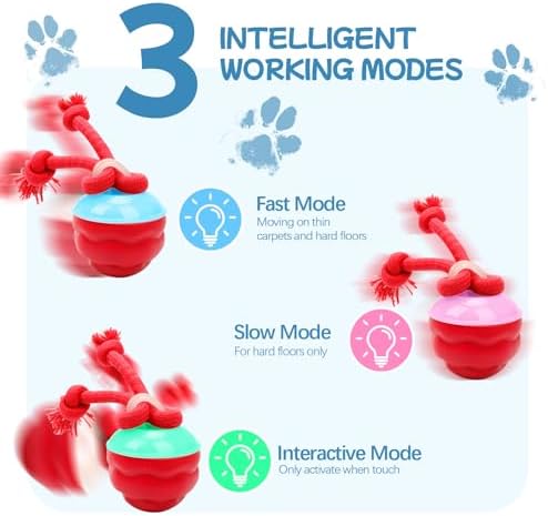 Goosheep 2026 New Interactive Dog Toys, Automatic Moving Dog Ball for Medium/Large Dogs, Interactive Smart Rolling Dogs Toy Ball with Light Up to Keep Them Busy(Red)