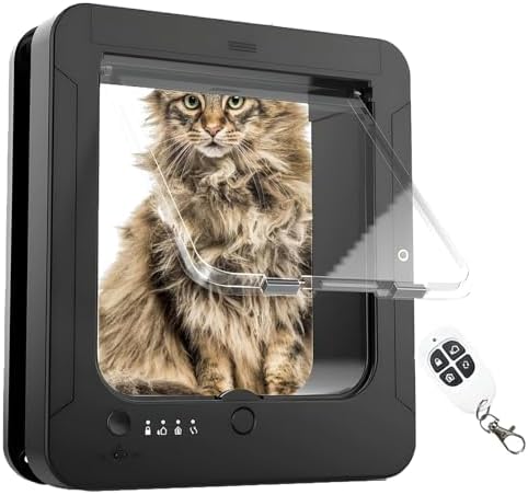 Smart Pet Door with Sensor Collars and Remote Control for Cats and Small Dogs - Automatic Entry Solution