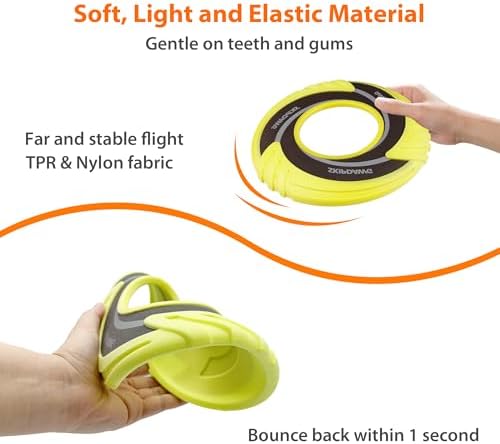 SKIPDAWG Interactive Tug Toy, Flying Disc Water Toy Non-Toxic Light TPR/Nylon Fabric, Pet Training and Outdoor Exercise Toys for Dogs, Diameter 9 Inches