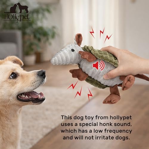 Hollypet Armadillo Squeaky Puppy Dog Toys for Small Medium Dogs, 8"