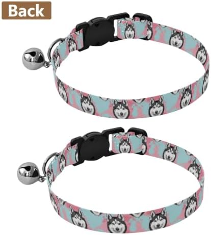 Black White Husky Dog Pet Collars 2 Pack Dog Collars for Small Dogs Adjustable Length 10.6" to 17.1"