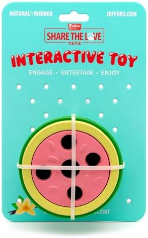 Jeffers Pet Natural Rubber Dog Chew Toy – Watermelon, Small – Treat Dispensing, Vanilla Scent, Durable, Non-Toxic, Dishwasher Safe, Interactive Fetch & Tug Toy - Perfect for Training