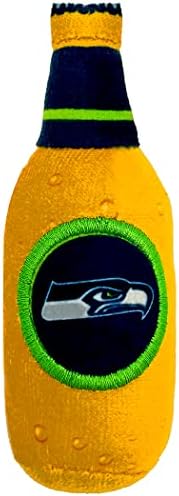 Best Plush CAT Toy - NFL Seattle Seahawks Complete Set of 3 Piece Cat Toys Filled with Fresh Catnip. Includes: 1 Helmet Cat Toy, 1 Football Cat Toy with Feathers & 1 Beer Bottle. Beautiful Team Logos