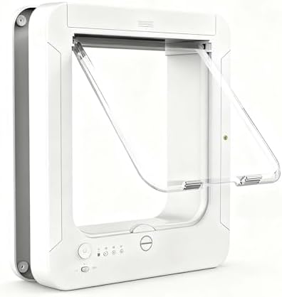Smart Pet Door - 4-Way Access Control, Ultra Quiet Flap, Weather Resistant for Indoor/Outdoor Use on Doors/Walls, for Cats and Small Dogs