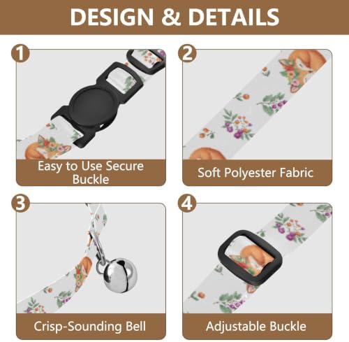 Cute Fox Cat Collar 2 Pack Adjustable Pet Collar 10.6 to 17.1 Inches