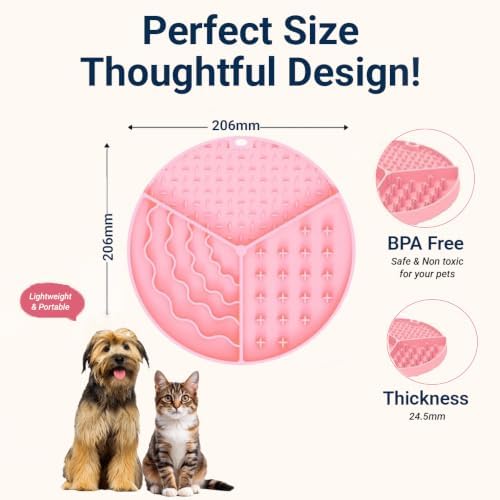 Large Size Cat & Dog Slow Feeder Puzzle Toy, Interactive Puzzle Feeder Bowl, Dog Lick Mat, Cat Food Puzzle, Pet Feeding Toy for Mental Stimulation, BPA Free Silicone, Dishwasher Safe (Pink)