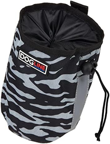 Dogline Dog Treat Pouch: Puppy Training Bag, Pet Kibbles and Snacks Holder, Litter Waste Bags Dispenser with Adjustable Drawstring Closure, Large Capacity with Mesh Pocket, Strong Nylon Material
