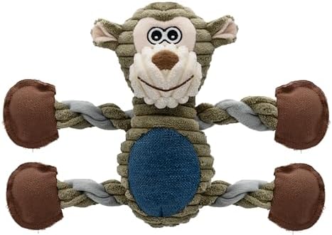 BUYPOW Dog Toys for Large Dog - Plush Squeaky Medium & Small Dog Toys - Stuffed Animals Puppy Toys - Funny Cute Dog Toys for Dog Birthday Presents (Monkey)