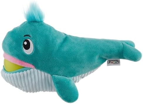 Outward Hound by Nina Ottosson Big Mouthz Interactive Plush Dog Puzzle with Treat Ball, Whale, Blue
