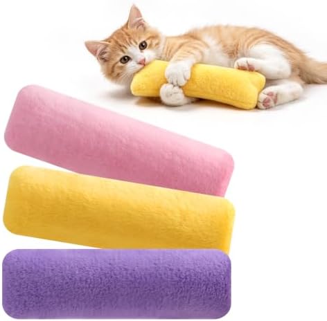 WOUSEDO Cat Plush Pillows Toys 3 Pack, Crinkle Sound and Catnip Inside