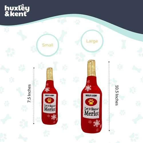 Huxley & Kent Funny Dog Toy w/Squeaker – Holiday Power Plush Squeaky Dog Toys for Small, Medium & Large Dogs – Soft Stuffed Animal for Indoor Play & Fetch - Let It Snow Merlot, Large