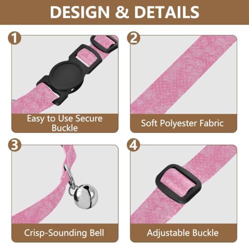 Hearts Circles Cat Collar with Bell 2 Pack Pet Collar Adjustable 10.6 to 17.1 Inches