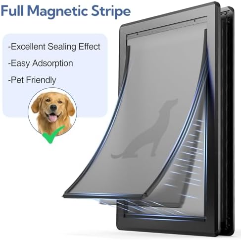 Full Seal-Flaps XL Dog Door for Interior/Exterior Doors | Aluminum Frame, Pets Up to 220 Lb, Energy-Efficient Insulated Doggy Door, Extreme Weather, Sliding Lock Panel