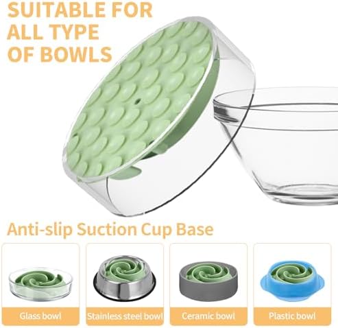 Slow Feeder Dog Bowls Insert, Bestalk Soft Silicone Slow Eating Feeder Insert with Suction Cups for Small, Medium and Large Dogs, Fit into Basic and Elevated Dog Bowls, Green