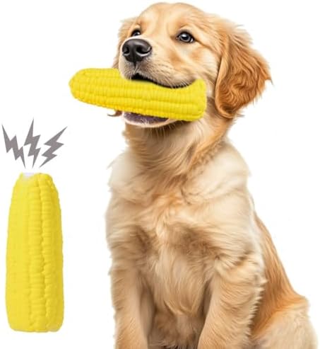 Dog Chew Toys for Chewers Indestructible Durable Interactive Squeaker Dogs Corn Toy Puppy Toothbrush to Keep Them Busy 2 Pack