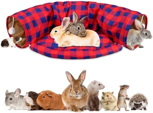 BWOGUE Bunny Tunnel Bed, 2-in-1 Collapsible Rabbit Tunnel Hideout with Mat