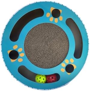 Round cat Scratching pad Modern Cats Scratcher Cardboard Interactive Toys for Indoor Cats with 2 Bell Balls and Kitten Tunnel