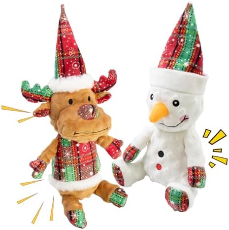 Christmas Dog Toys Squeaky 2-Pack Interactive Puppy Teething