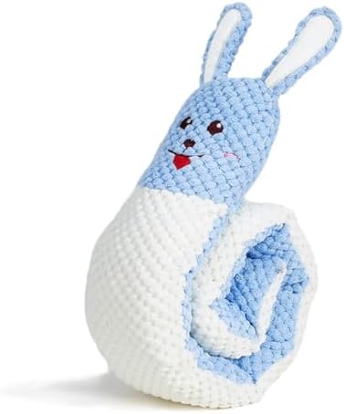 Plush Dog Toys, Long Foldable Squeaky Chew Pet Toys (White Rabbit)