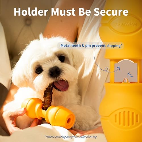 PetClan Chewise Bully Stick Holder for Small Dogs, Metal Teeth Chew Holder
