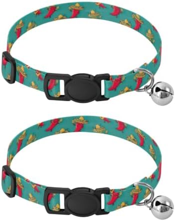 Cute Cartoon Red Green Chili Peppers Small Dog Collar 2 Pack for Puppy Adjustable 10.6 to 17.1 Inches