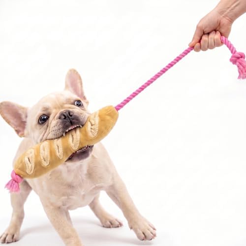 Tough Dog Toys for Aggressive Chewers - Interactive Dog Toys for Large Dogs, Durable Rope Dog Toy Crinkle Treat Holder, Indestructible Chew Toys & Puzzle Feeder for Heavy Biters