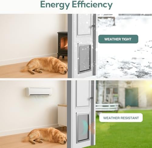 Full Seal-Flaps Extra Large Dog Door for Doors, Aluminum Frame | Full Seal-Flaps, for Interior and Exterior Doors, Energy-Efficient Insulated Doggy Door, Extreme Weather, Sliding Lock Panel