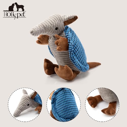 Hollypet Armadillo Squeaky Dog Toys for Medium Large Dogs, 14"