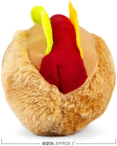 Jeffers Pet Plush Food Themed Dog Toy with Squeaker, 6 inch - Hotdog