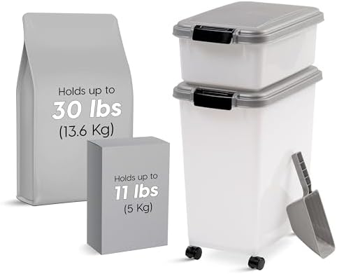 IRIS USA Dog Food Storage Container, Up to 30+11 lbs, Gray/Dark Gray