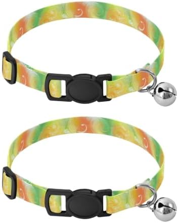 Swirling Leaf Green Adjustable Buckle Pet Collar 2 Pack Soft Cat Collar