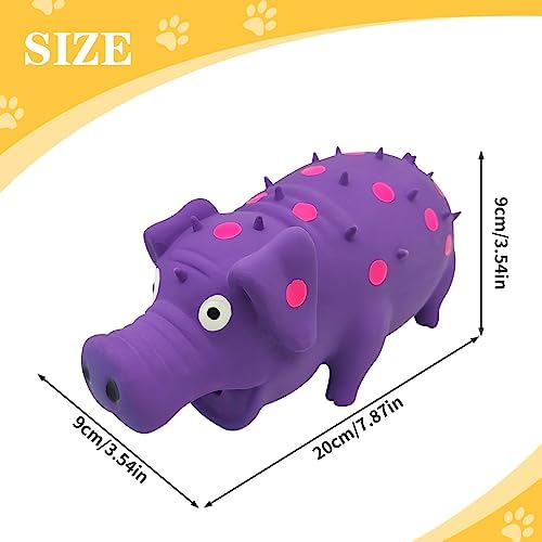 Andiker Dog Squeaky Toy, Dots Latex Dog Chew Toys with a Oinks Sound Squeaker Grunting Pig Dog Toy Durable Self Play 8" Dogs Squeeze Toy for Dental Biting Chasing to Kill Boring Time (Purple)