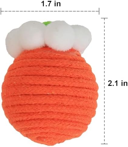 Cat Balls Toys for Indoor Cats, 6 Pcs Interactive Rope Chew Toy Balls with Crinkle Sound, 2-Inch Colorful Rope Ball for Kittens & Adult Cats, Chasing Play and Dental Health